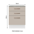 Mueble de Cocina Bajo Agata 60 cm 3 Cajones Blanco/Crema