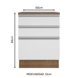 Mueble de Cocina Bajo Glamy 60 cm 3 Cajones