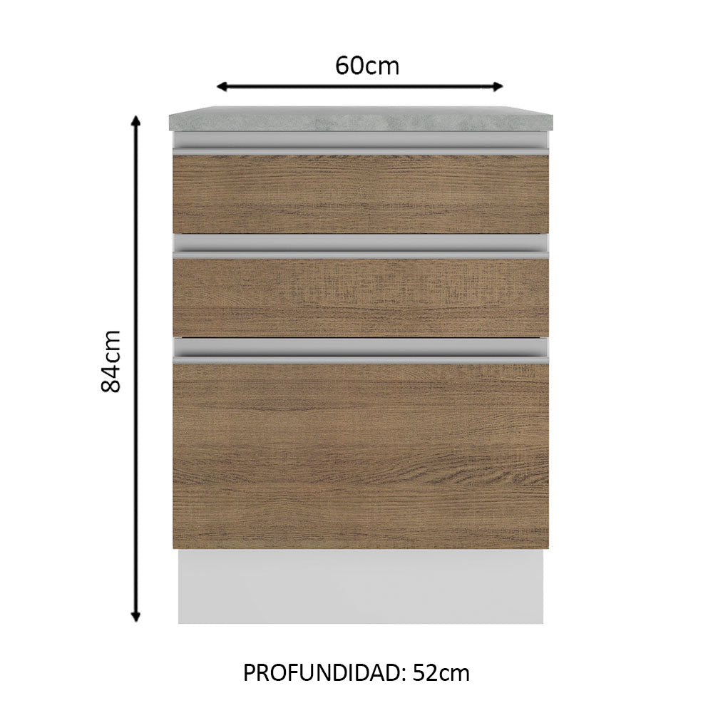 Mueble de Cocina Bajo Glamy 60 cm 3 Cajones