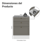 Mueble de Cocina Bajo Vik 60 cm 3 Cajones Blanco/Gris