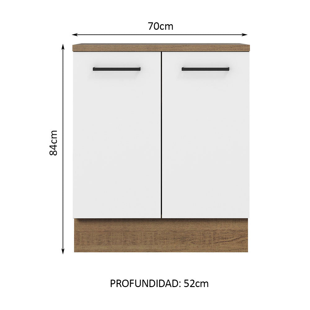 Mueble de Cocina Bajo Agata 70 cm 2 Puertas Marrón/Blanco