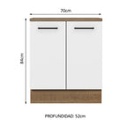 Mueble de Cocina Bajo Agata 70 cm 2 Puertas Marrón/Blanco