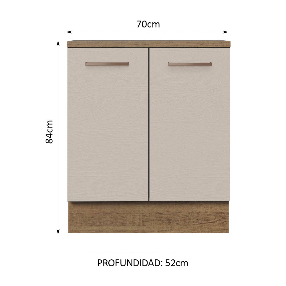 Mueble de Cocina Bajo Agata 70 cm 2 Puertas Marrón/Crema