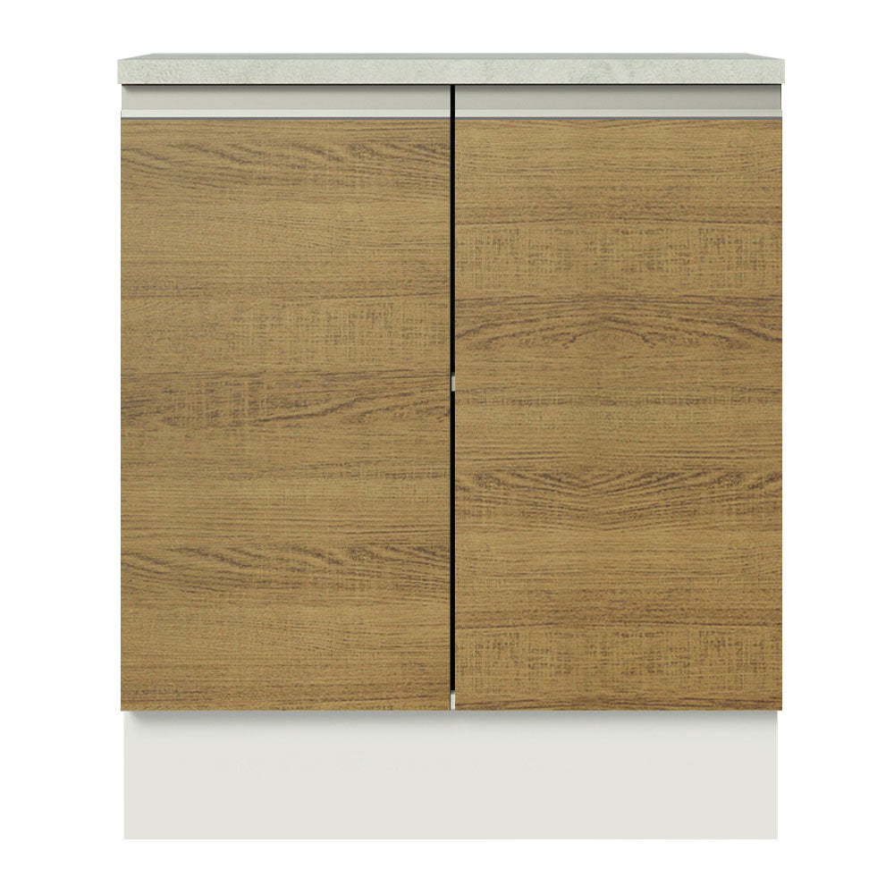 Mueble de Cocina Bajo Glamy 70 cm 2 Puertas Blanco/Marrón