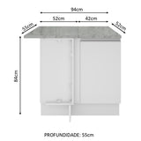 Mueble de Cocina Bajo de Esquina Glamy 1 Puerta