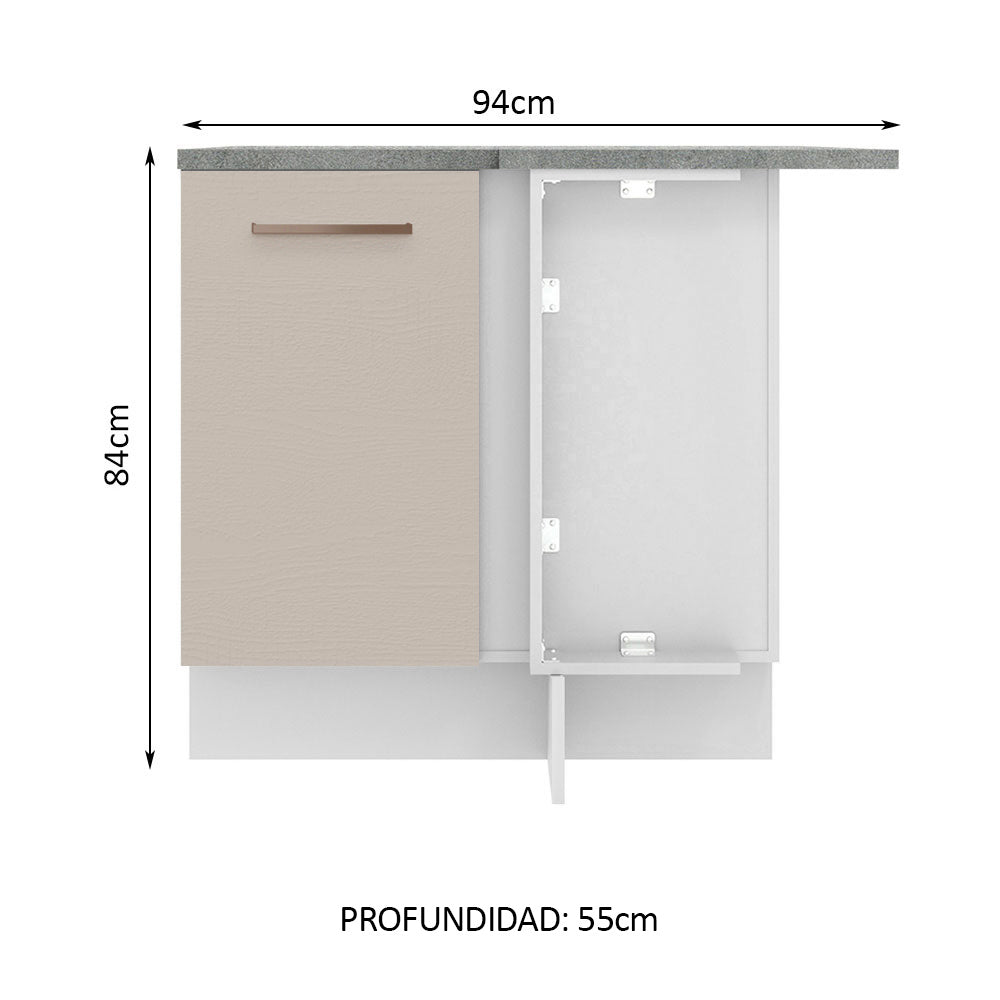 Mueble de Cocina Bajo de Esquina Agata 1 Puerta Blanco/Crema
