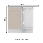 Mueble de Cocina Bajo de Esquina Agata 1 Puerta Blanco/Crema