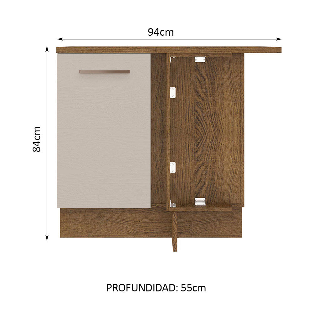 Mueble de Cocina Bajo de Esquina Agata 1 Puerta Marrón/Crema