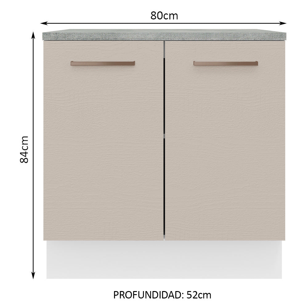 Mueble de Cocina Bajo Agata 80 cm 2 Puertas Blanco/Crema