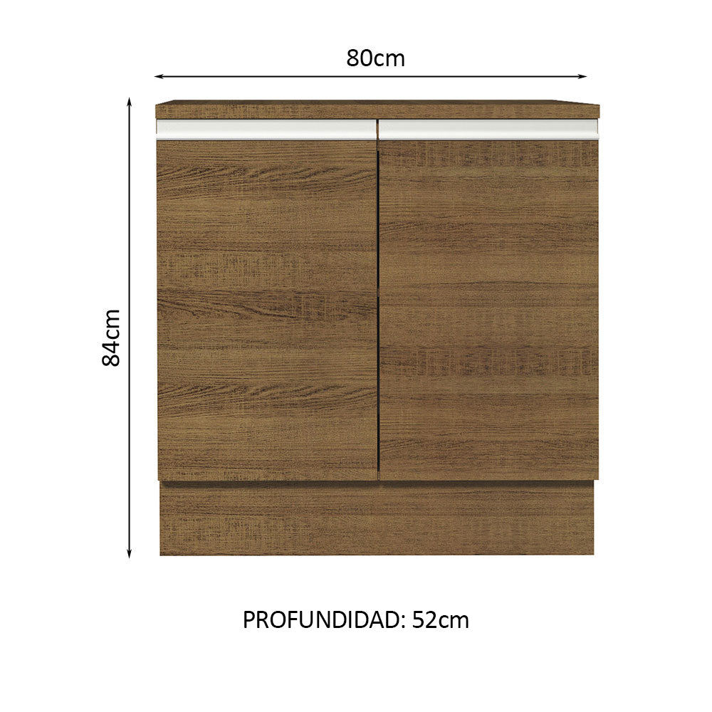 Mueble de Cocina Bajo Glamy 80 cm 2 Puertas Marrón