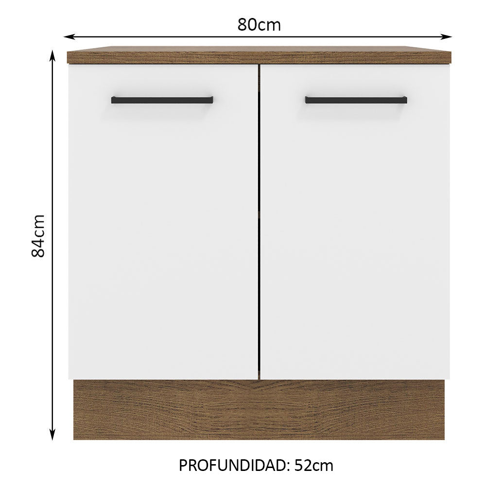 Mueble de Cocina Bajo Agata 80 cm 2 Puertas Marrón/Blanco