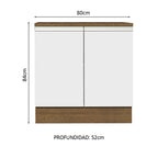 Mueble de Cocina Bajo Glamy 80 cm 2 Puertas Marrón/Blanco