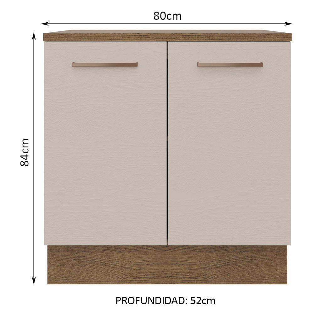 Mueble de Cocina Bajo Agata 80 cm 2 Puertas Marrón/Crema
