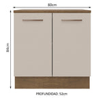 Mueble de Cocina Bajo Agata 80 cm 2 Puertas Marrón/Crema