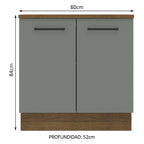 Mueble de Cocina Bajo Agata 80 cm 2 Puertas Marrón/Gris