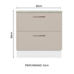 Mueble de Cocina Bajo Agata 80 cm 2 Cajones Blanco/Crema