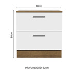 Mueble de Cocina Bajo Agata 80 cm 2 Cajones Marrón/Blanco