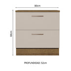 Mueble de Cocina Bajo Agata 80 cm 2 Cajones Marrón/Crema