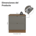 Mueble de Cocina Bajo Vik 80 cm 2 Cajones Marrón/Gris