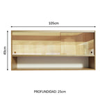 Mueble de Cocina Superior Emilly 2 Puertas Corredizas de Cristal Reflex 1 Nicho 105 cm Marrón