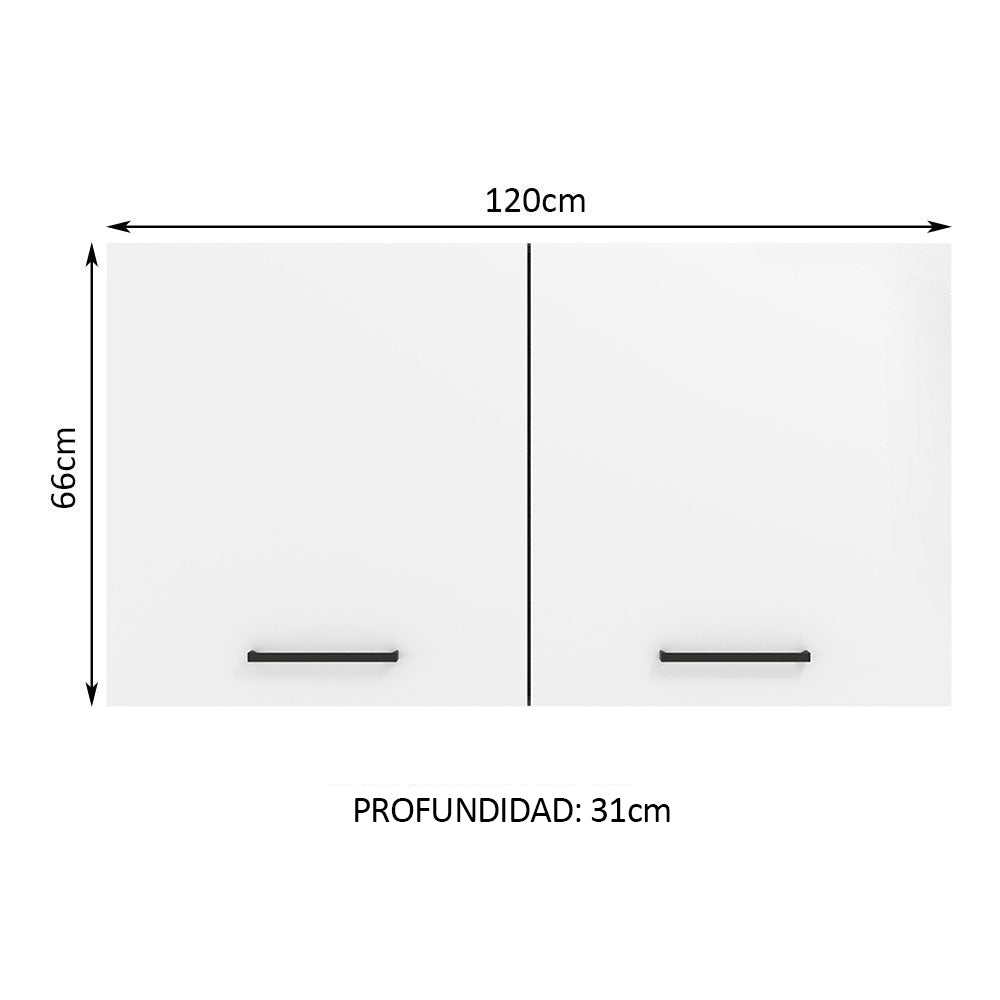 Mueble de Cocina Superior Agata 1.20 Metros 2 Puertas Marrón/Blanco