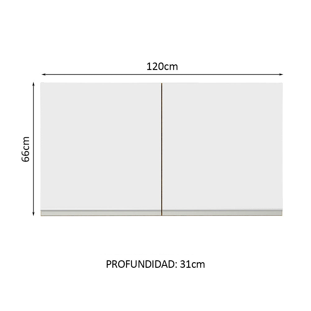 Mueble de Cocina Superior Glamy 1.20 Metros 2 Puertas Marrón/Blanco