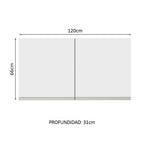 Mueble de Cocina Superior Glamy 1.20 Metros 2 Puertas Marrón/Blanco