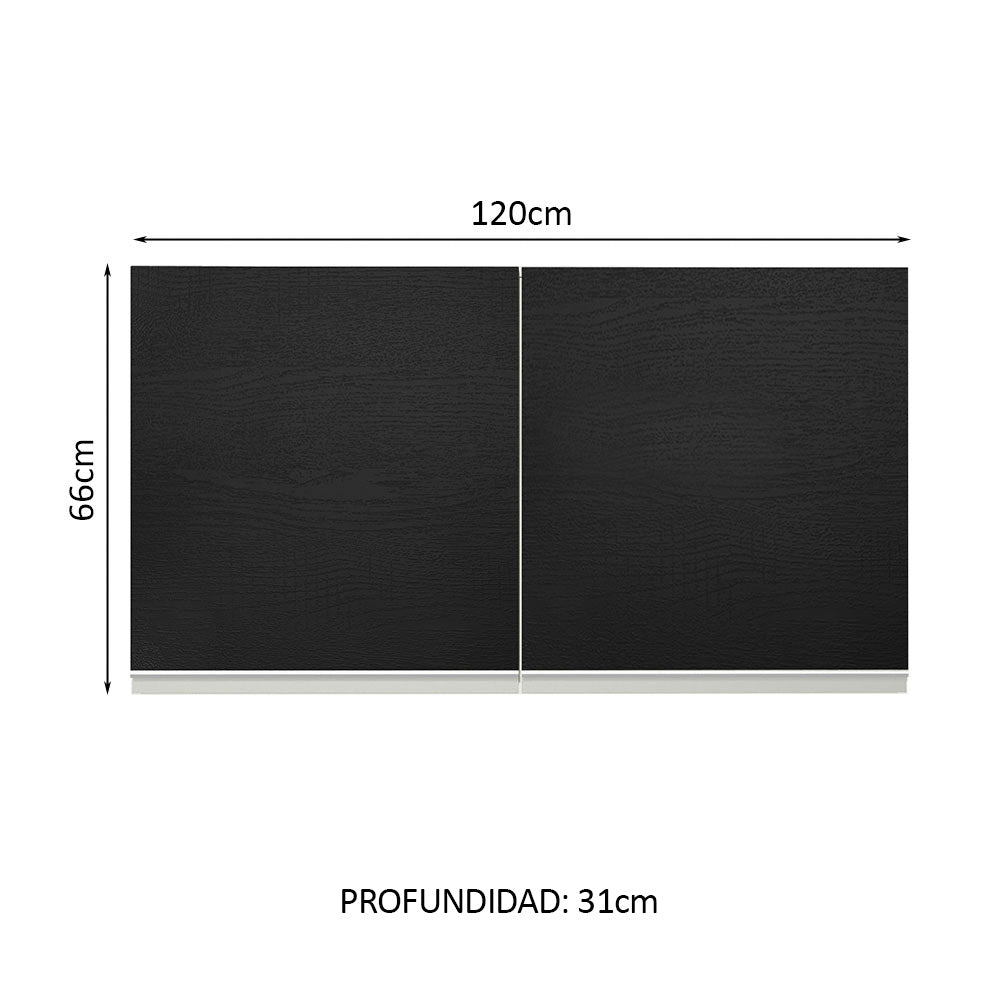 Mueble de Cocina Superior Glamy 1.20 Metros 2 Puertas Blanco/Negro