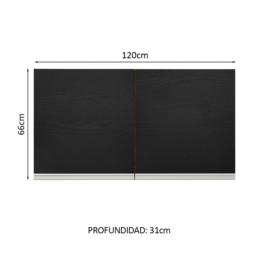 Mueble de Cocina Superior Madesa Glamy 120 cm 2 Puertas Marrón/Negro