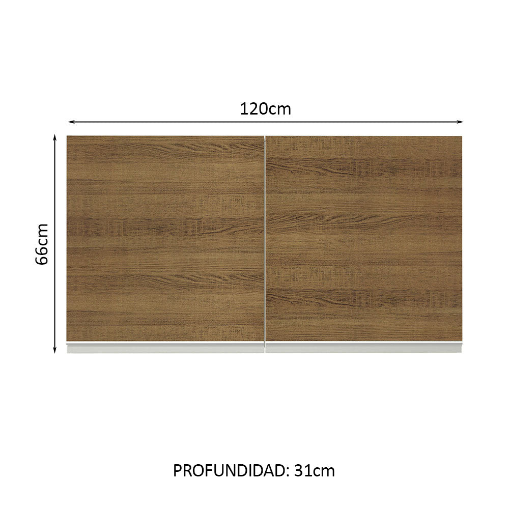 Mueble de Cocina Superior Glamy 1.20 Metros 2 Puertas Blanco/Marrón