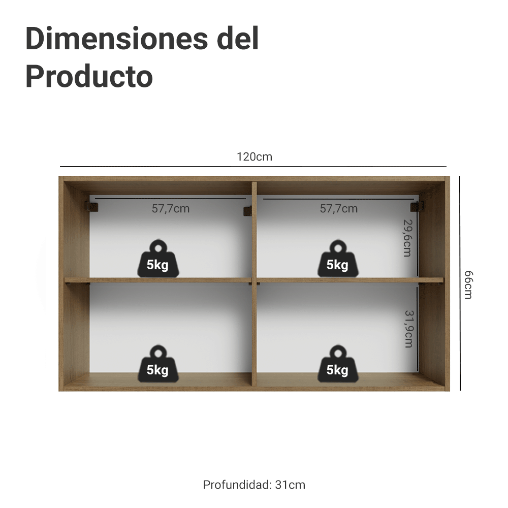 Mueble de Cocina Superior Vik 1.20 Metros 2 Puertas Marrón/Verde