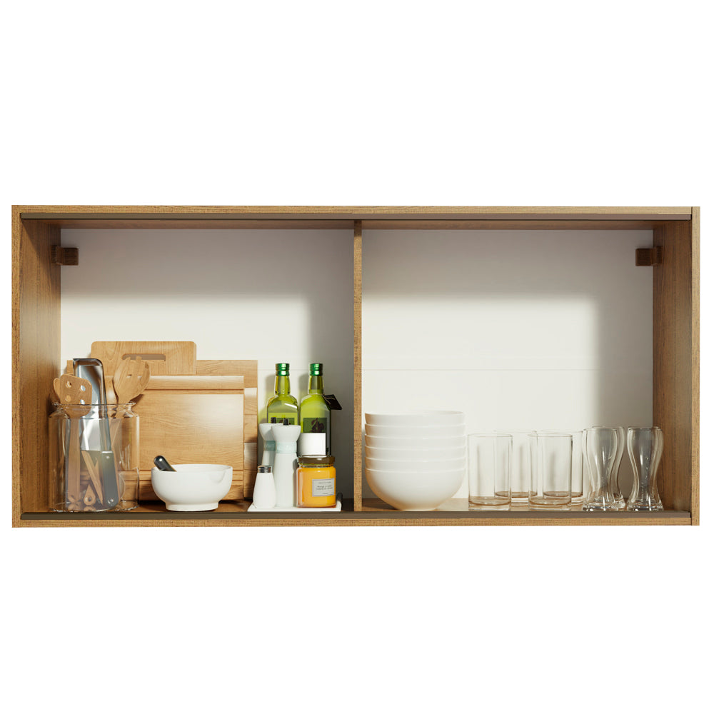 Mueble de Cocina Superior Emilly 2 Puertas Corredizas de Cristal Marrón