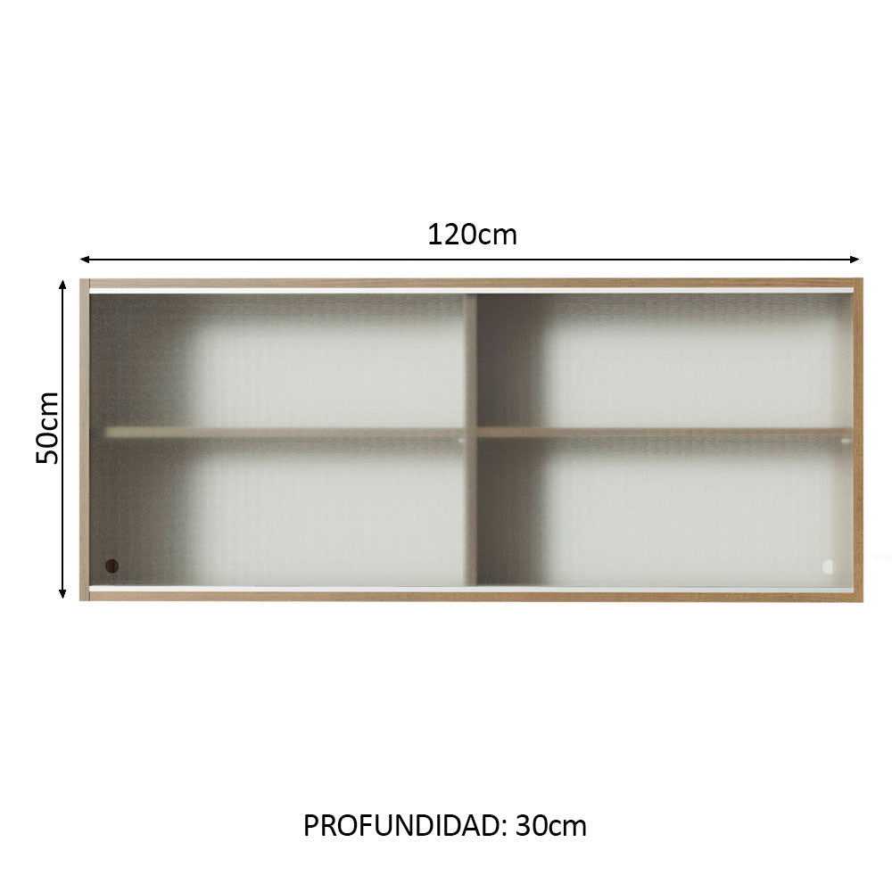 Mueble de Cocina Superior Glamy 1.20 m 2 Puertas Corredizas de Cristal Marrón