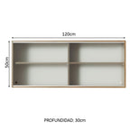 Mueble de Cocina Superior Glamy 1.20 m 2 Puertas Corredizas de Cristal Marrón