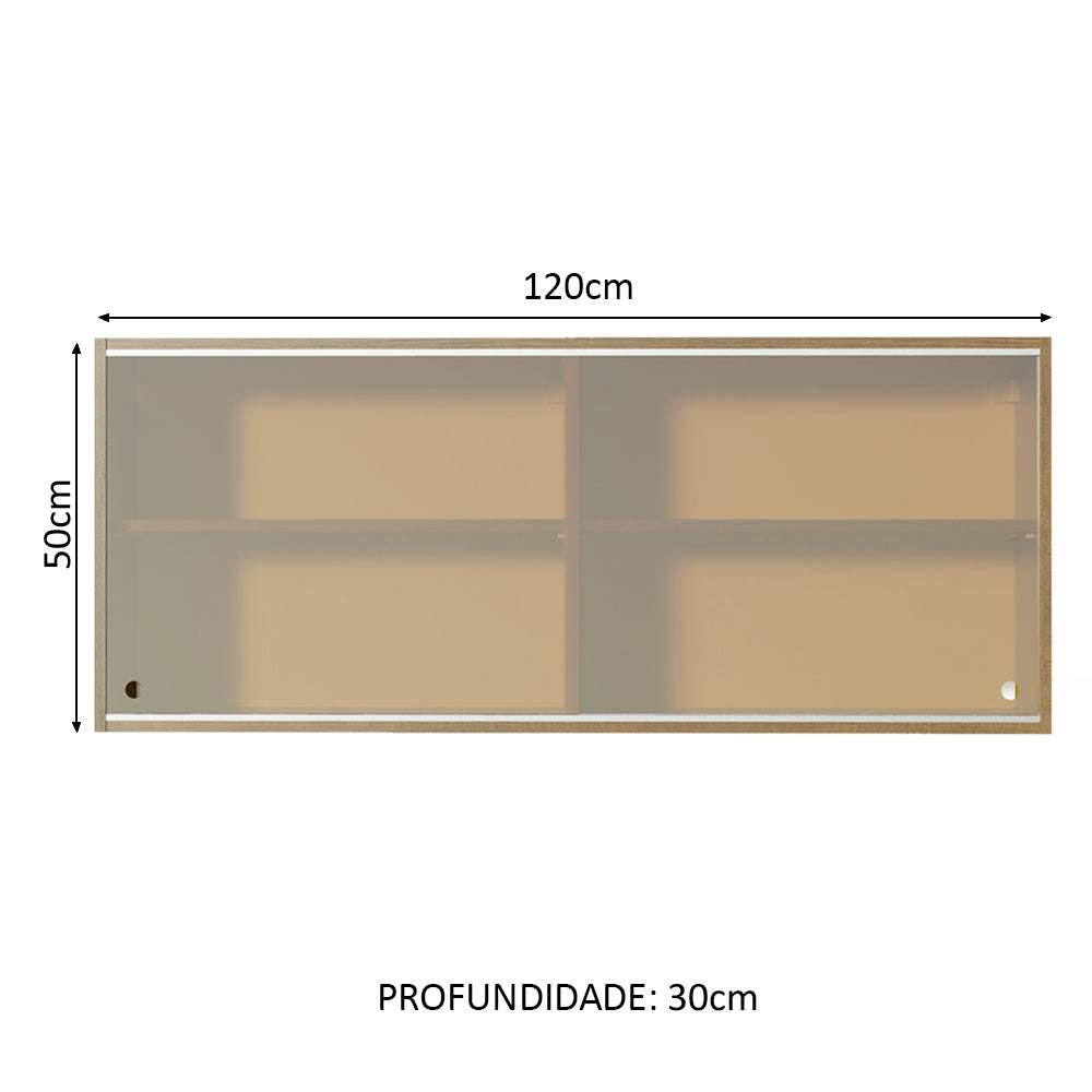 Mueble de Cocina Superior 1.20m 2 Puertas Corredizas de Cristal Reflex
