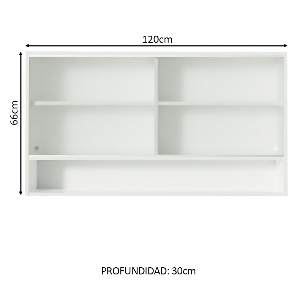 Mueble de Cocina Superior Glamy 1.20 m 2 Puertas de Cristal 1 Nicho