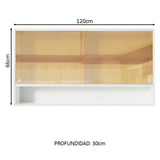 Mueble de Cocina Superior 1.20m 2 Puertas Corredizas de Cristal Reflex
