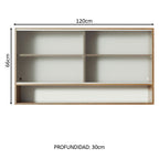 Mueble de Cocina Superior Glamy 1.20 m 2 Puertas Corredizas de Cristal 1 Nicho Marrón