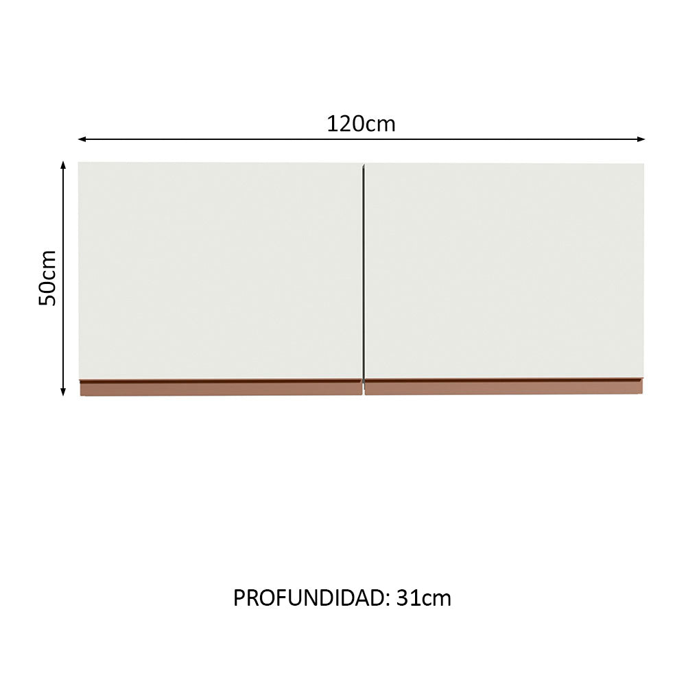 Mueble de Cocina Superior Reims con 2 Puertas 120 cm x 50 cm Blanco