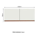 Mueble de Cocina Superior Reims con 2 Puertas 120 cm x 50 cm Blanco