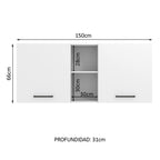 Mueble de Cocina Superior Agata 1.50 m 2 Puertas 2 Nichos Centrales Blanco