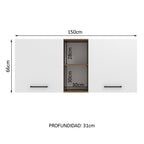 Mueble de Cocina Superior Agata 1.50 m 2 Puertas 2 Nichos Centrales Marrón/Blanco