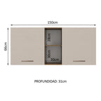 Mueble de Cocina Superior Agata 1.50 m 2 Puertas 2 Nichos Centrales Marrón/Crema