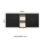Mueble de Cocina Superior Glamy 1.50 m 2 Puertas 2 Nichos Centrales Marrón/Negro