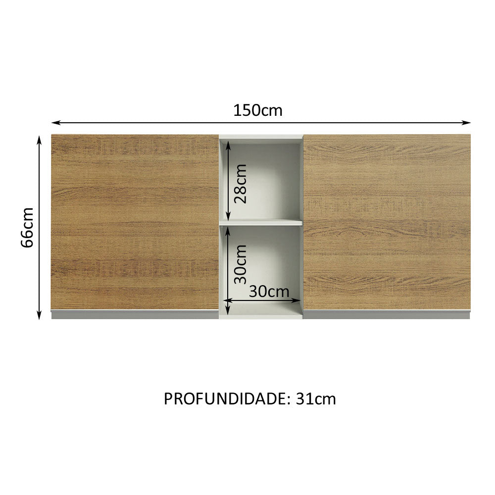Mueble de Cocina Superior Glamy 1.50 m 2 Puertas 2 Nichos Centrales