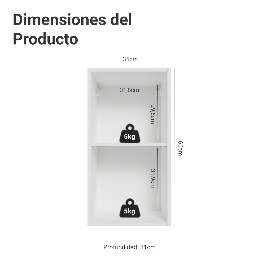 Mueble de Cocina Superior Vik 35 cm 1 Puerta Blanco/Gris