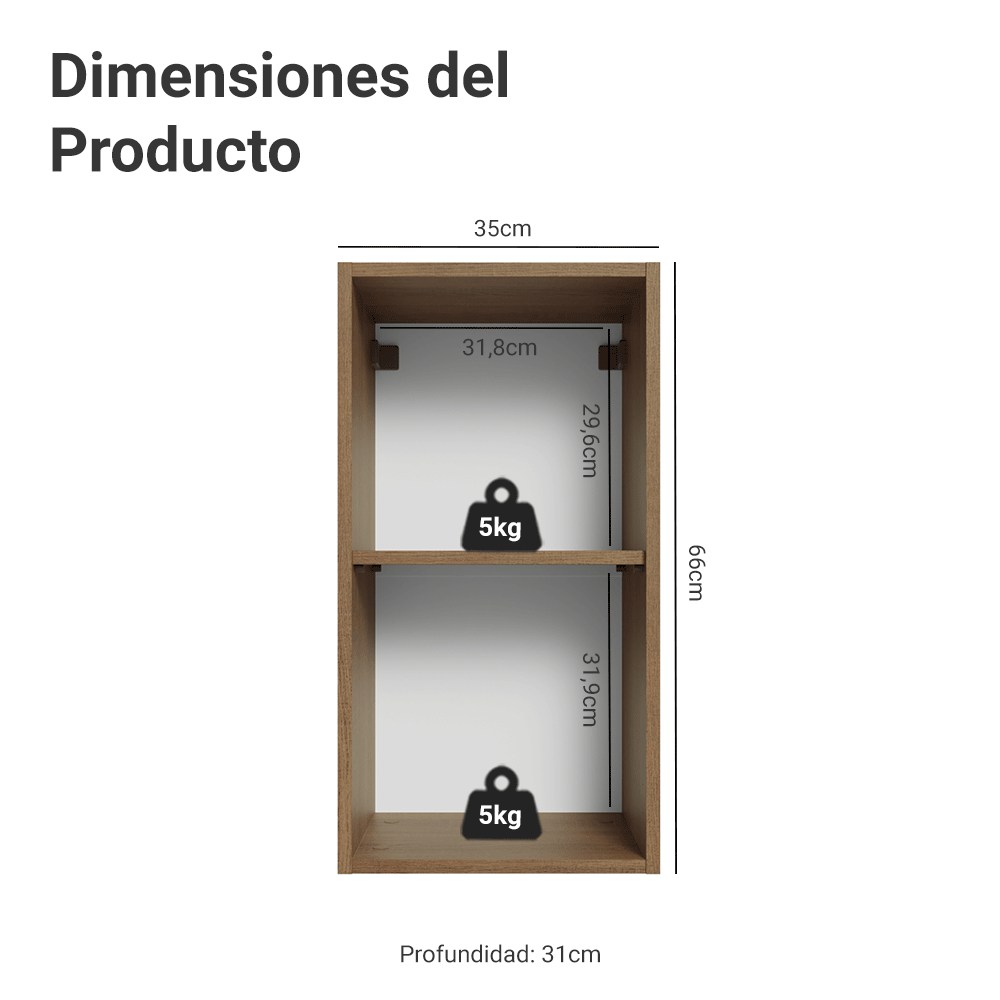 Mueble de Cocina Superior Vik 35 cm 1 Puerta Marrón/Gris