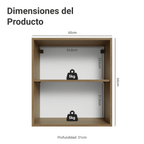 Mueble de Cocina Superior Lux 60 cm 1 Puerta con Vidrio Superpuesto Marrón/Gris