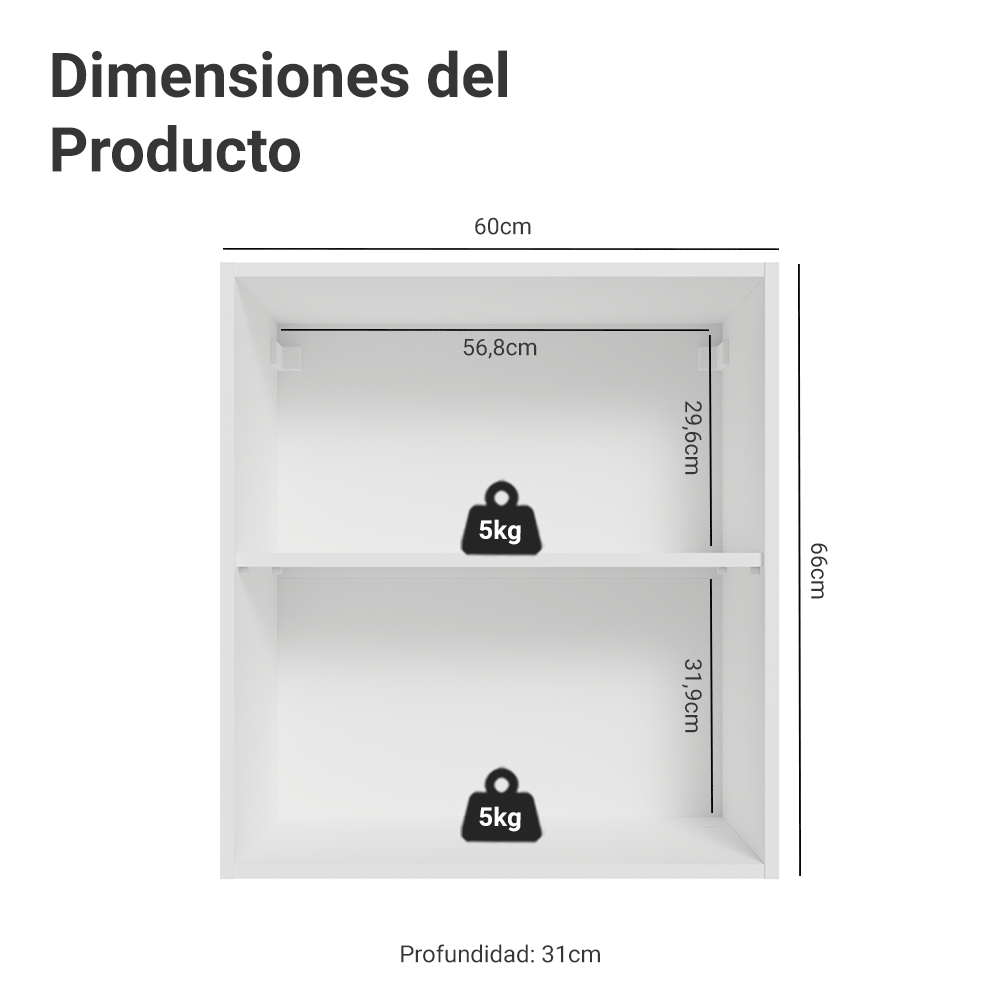 Mueble de Cocina Superior Vik 60 cm 1 Puerta Blanco/Gris