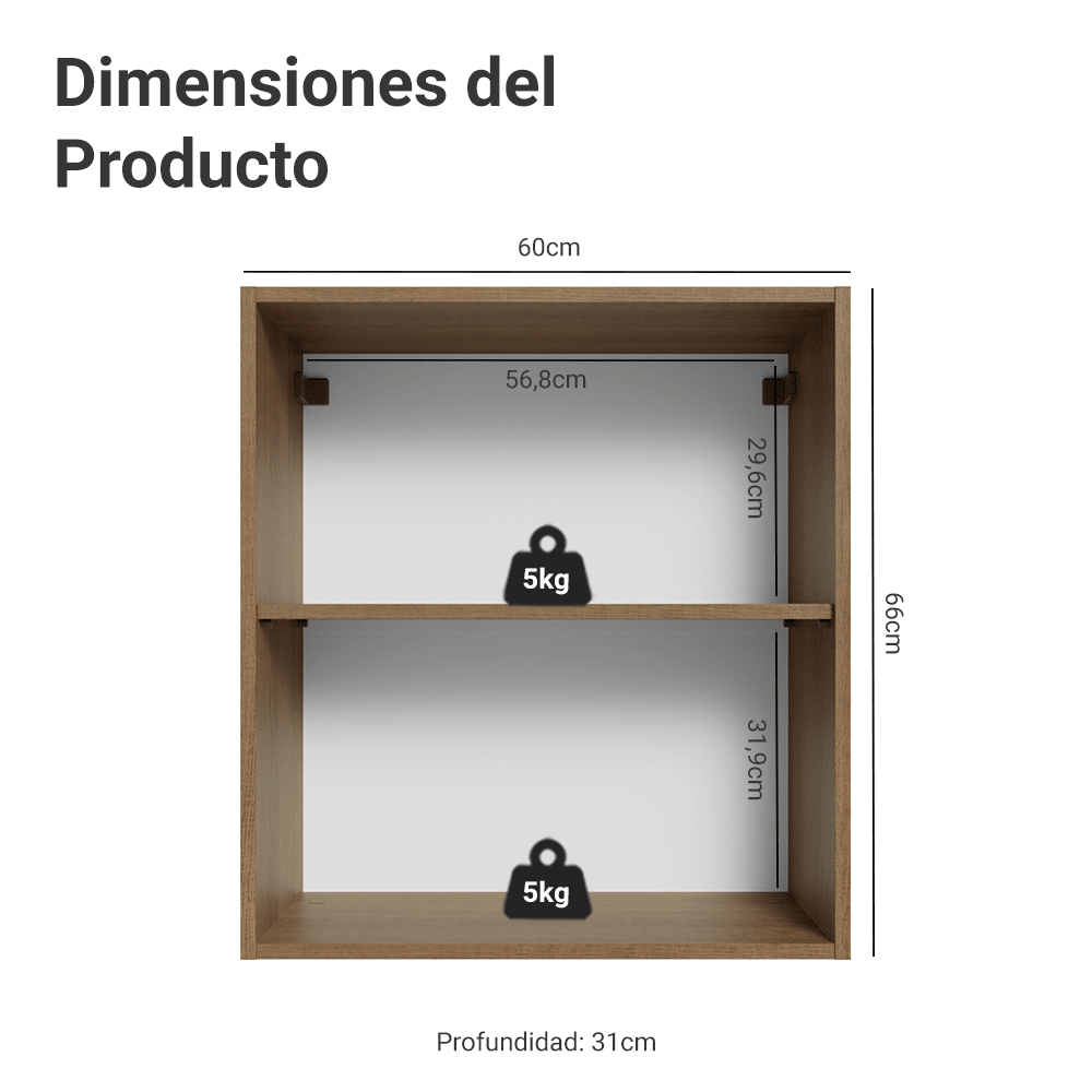 Mueble de Cocina Superior Vik 60 cm 1 Puerta Marrón/Verde